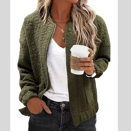 Floral Quilted Zip Up Jacket