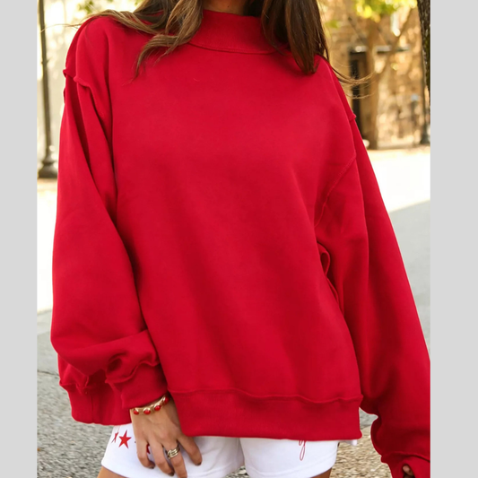 Mock Neck Dropped Shoulder Sweatshirt