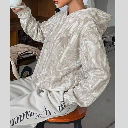 Leopard Dropped Shoulder Hoodie