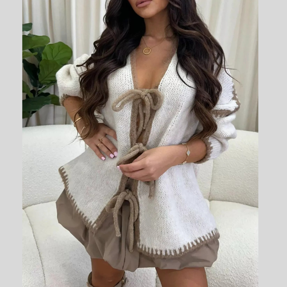 Tie Front Drop Shoulder Cardigan