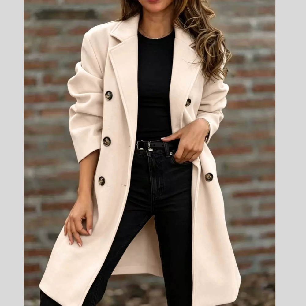 Full Size Double-Breasted Lapel Collar Coat Plus Size