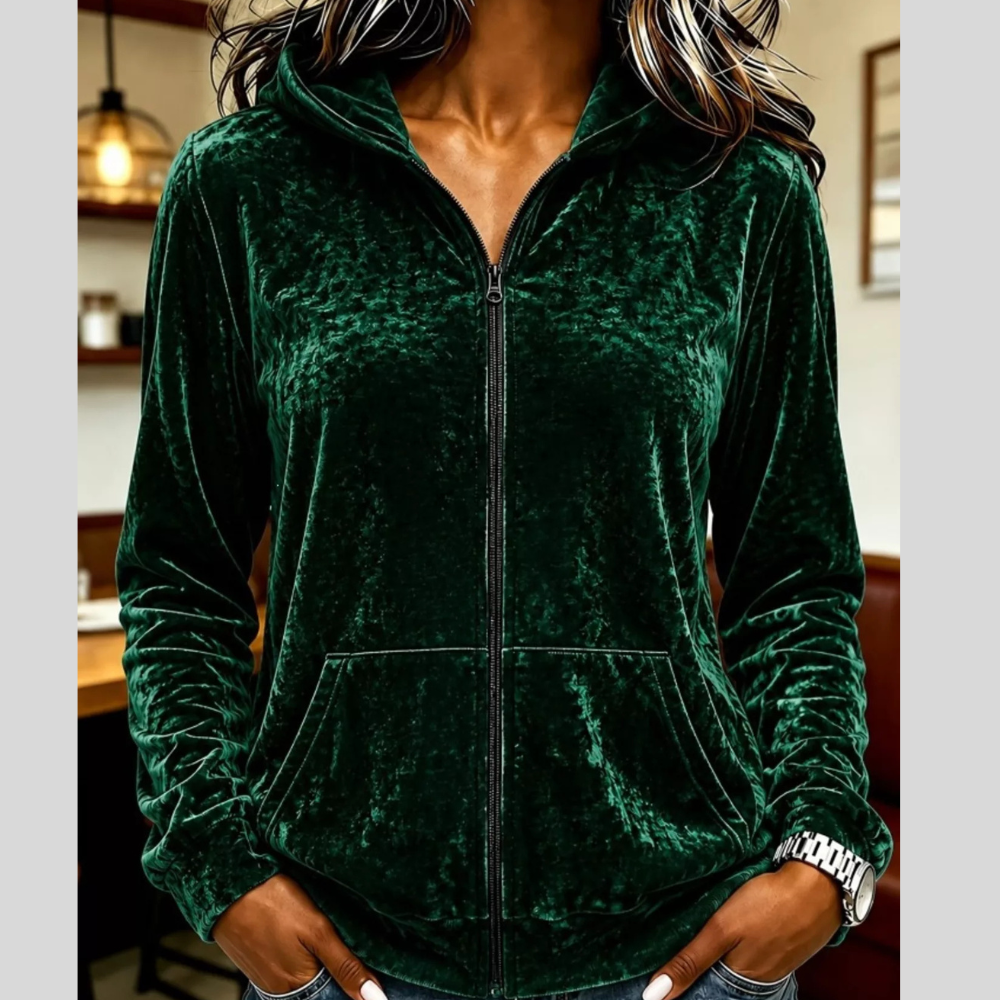 Velvet Zip-Up Hoodie