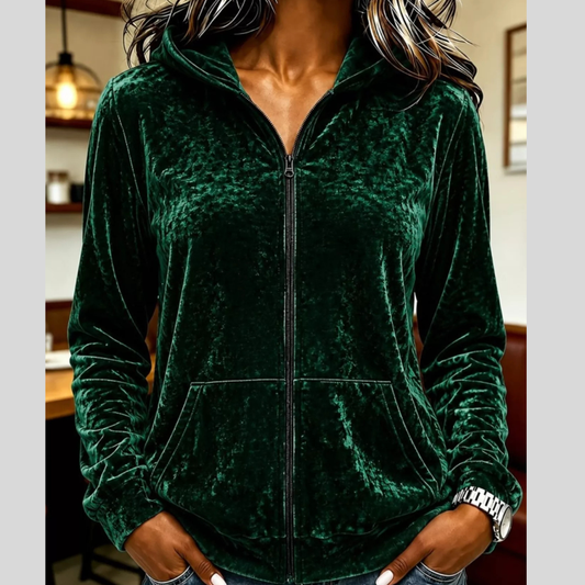 Velvet Zip-Up Hoodie