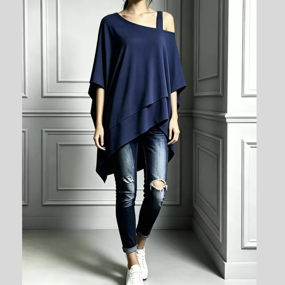 Full Size Asymmetrical Neck Short Sleeve T-Shirt Plus Size