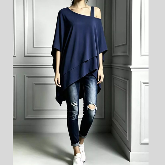 Full Size Asymmetrical Neck Short Sleeve T-Shirt Plus Size