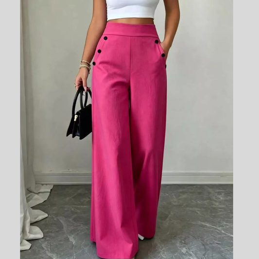 High-Waisted Casual Wide-Leg Pants