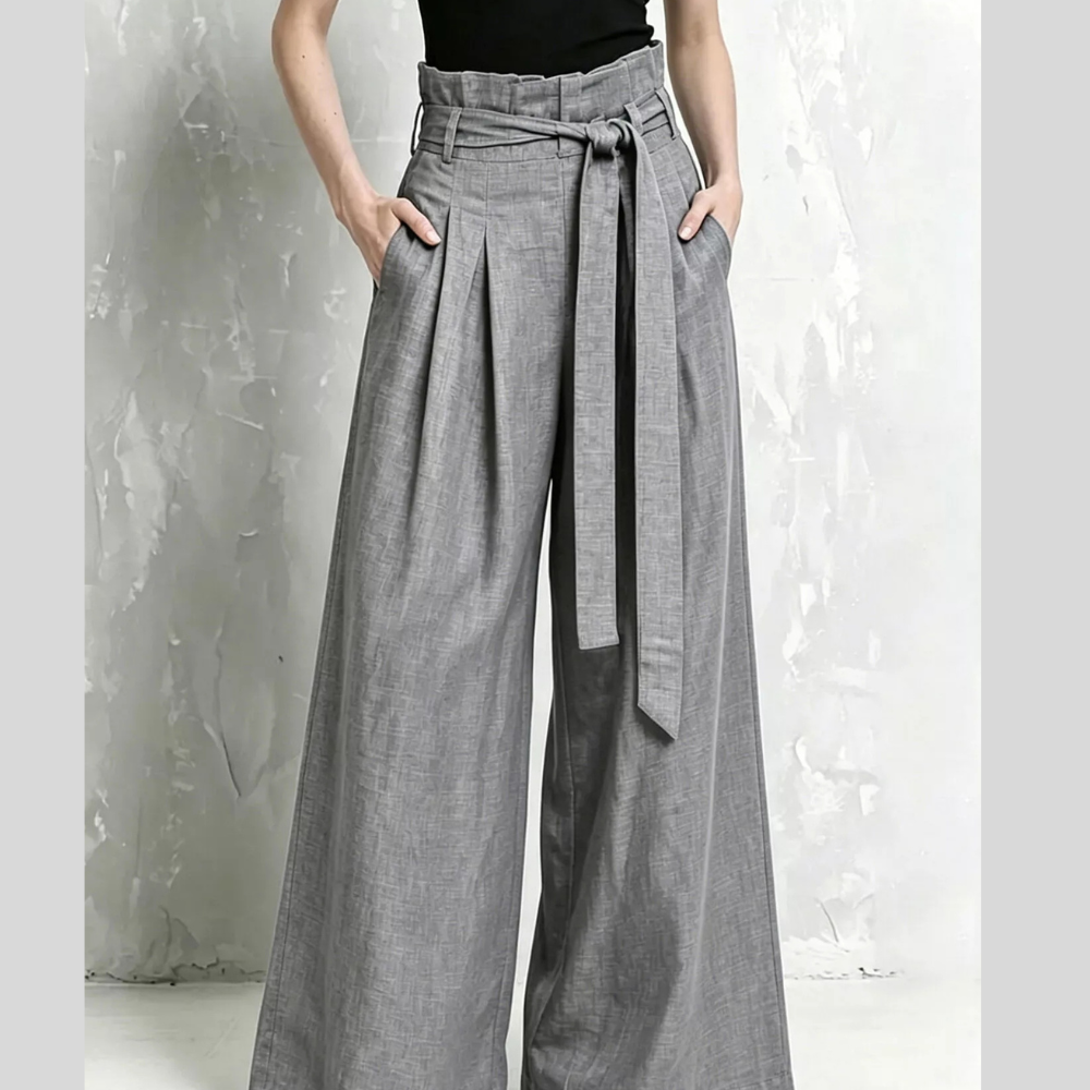 Full Size Wide-Leg Paperbag Waist Pants Plus Size