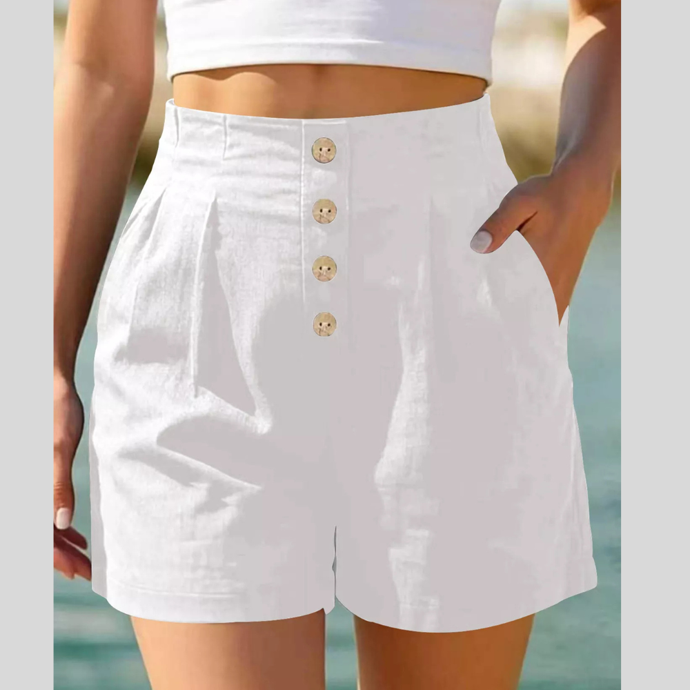 Button Fly High Waist Shorts