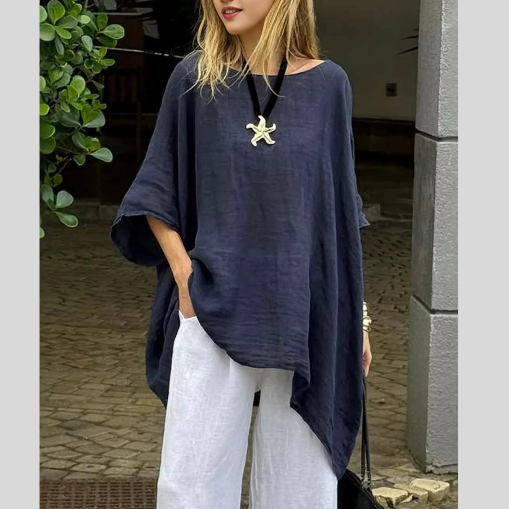 Full Size Loose Fit Asymmetrical Hem Top Plus Size