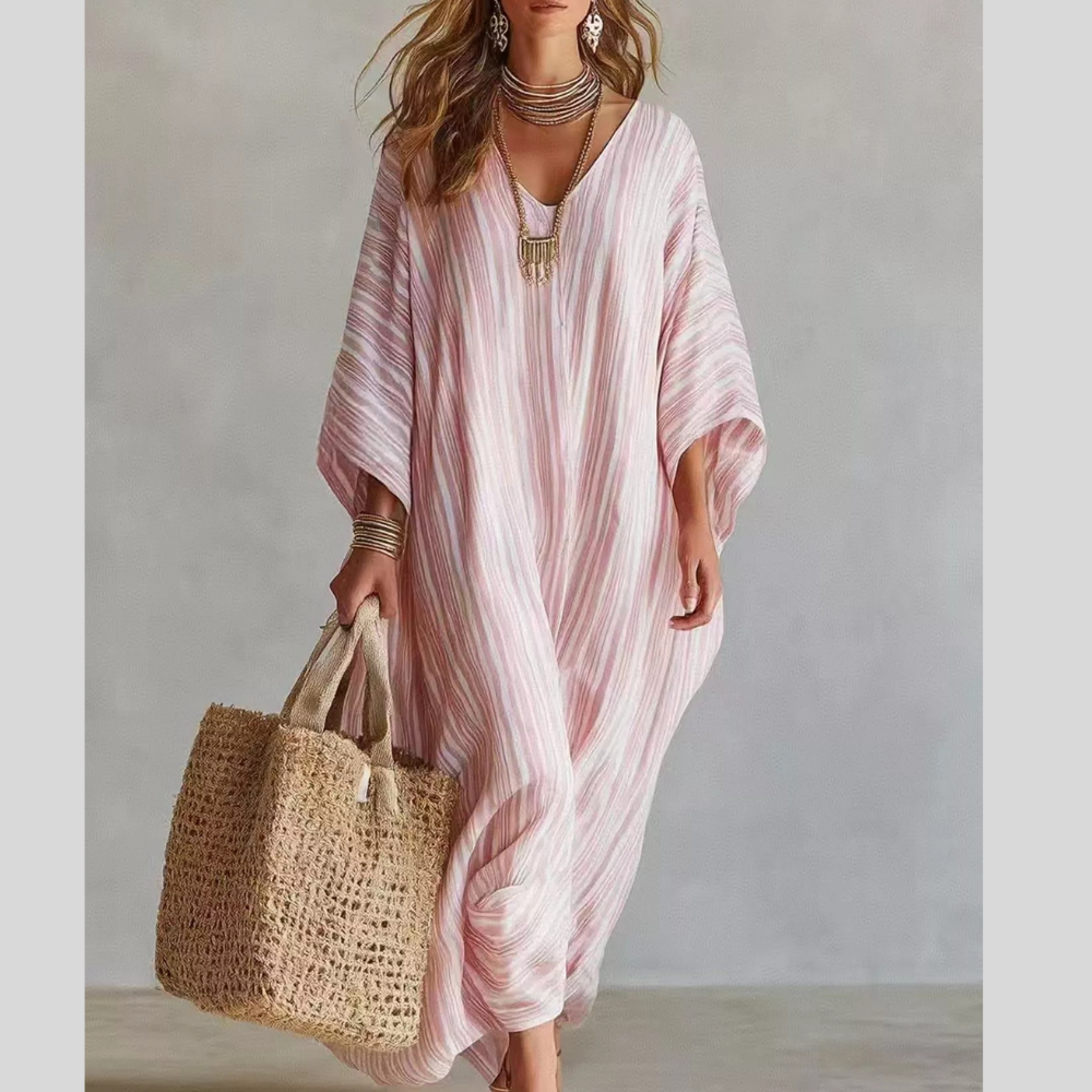 Striped V-Neck Maxi Dress