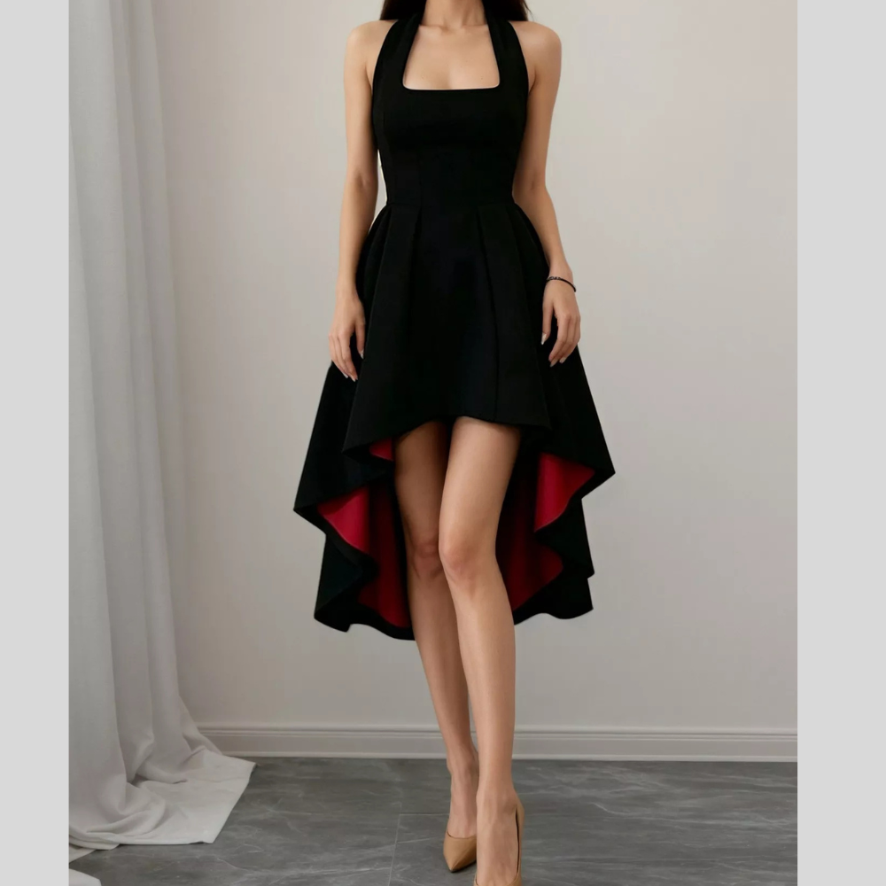 High-Low Halter Neck Dress