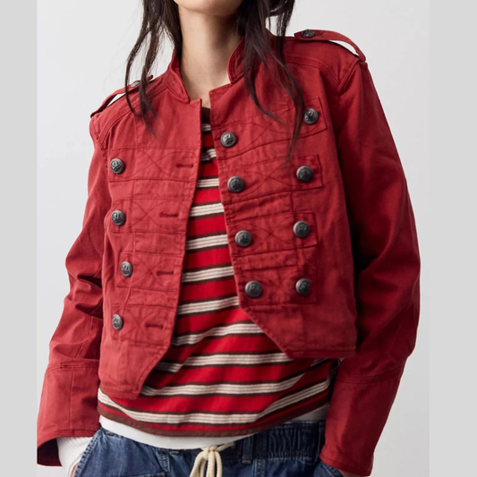 Decorative Button Cropped Jacket