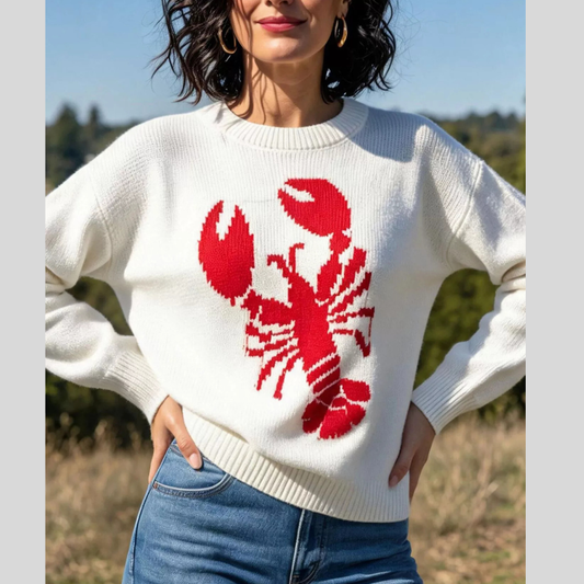 Lobster Graphic Crew Neck Sweater