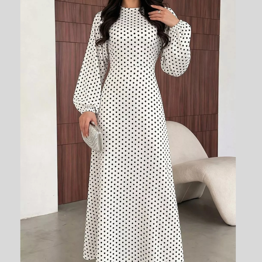 Polka Dot Long Sleeve Maxi Dress