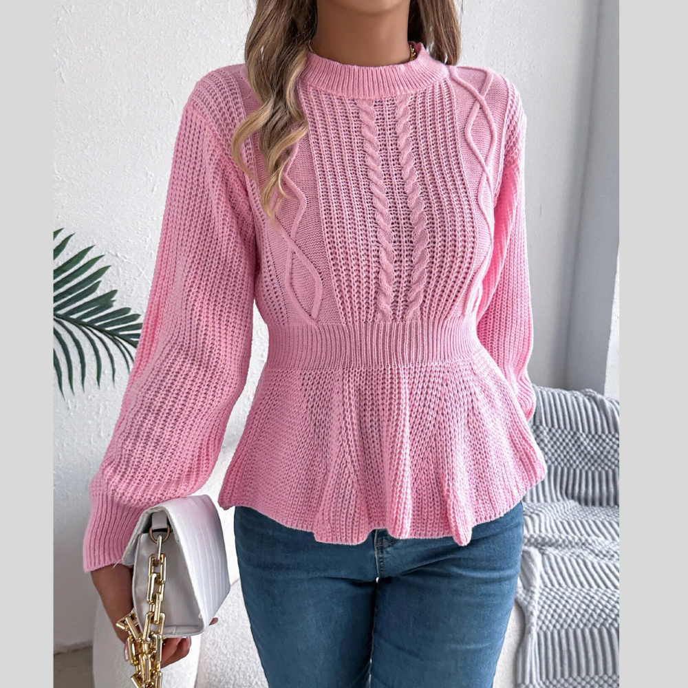 Cable Knit Peplum Sweater