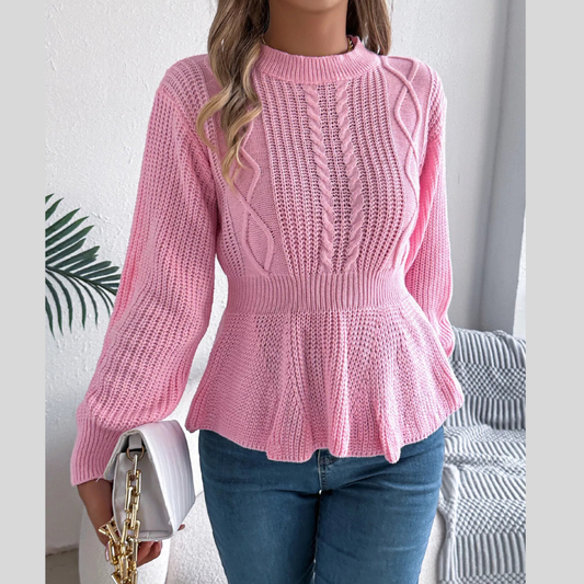 Cable Knit Peplum Sweater