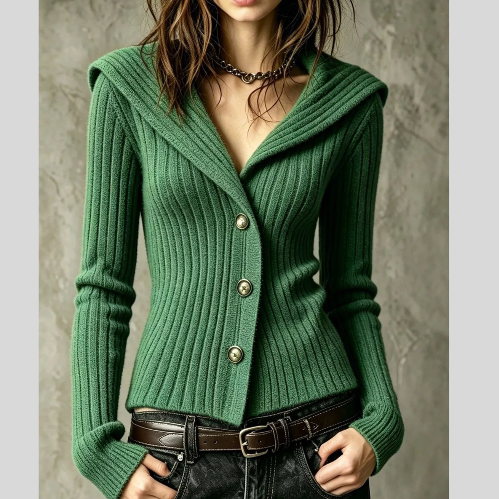 Full Size Ribbed Knit Button-Down Front Cardigan Plus Size
