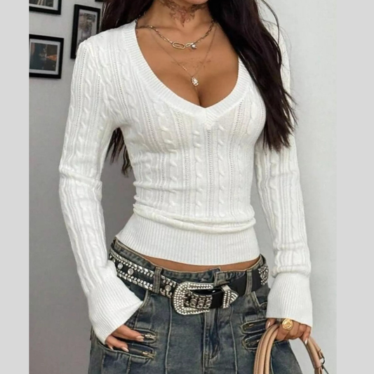Slim-Fit Cable Knit Top