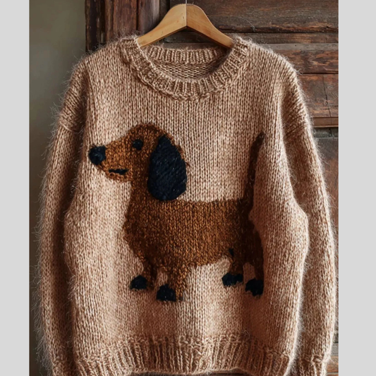 Dachshund Dropped Shoulder Sweater