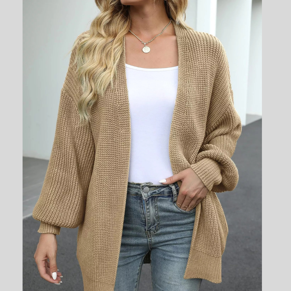 Open-Front Chunky Knit Cardigan