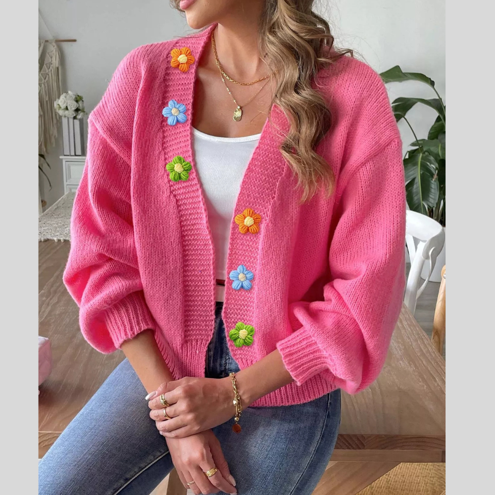 Flower Open Front Cardigan