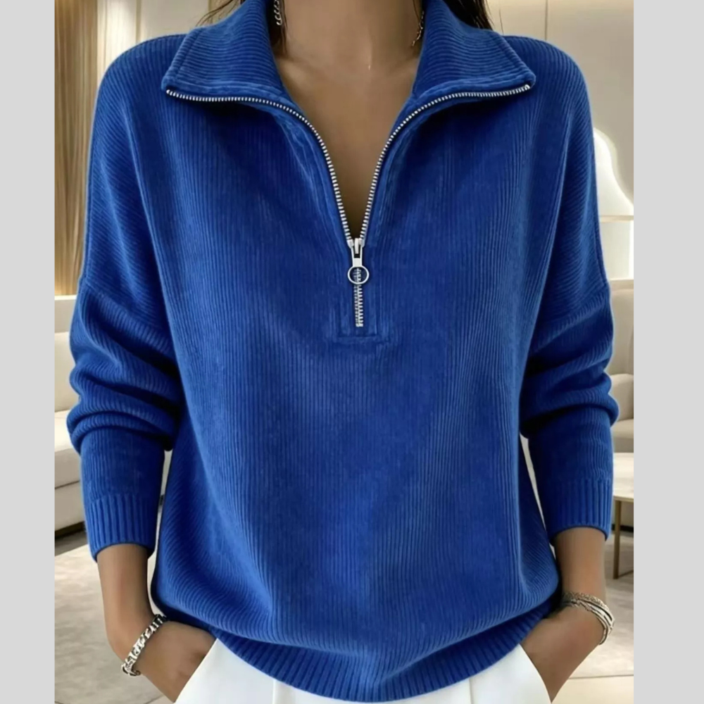 Full Size Corduroy Quarter-Zip Sweatshirt Plus Size