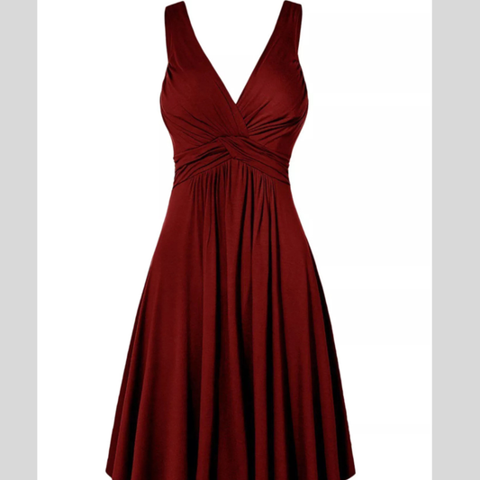 Full Size Twisted Sleeveless Ruched Waist A-Line Dress Plus Size