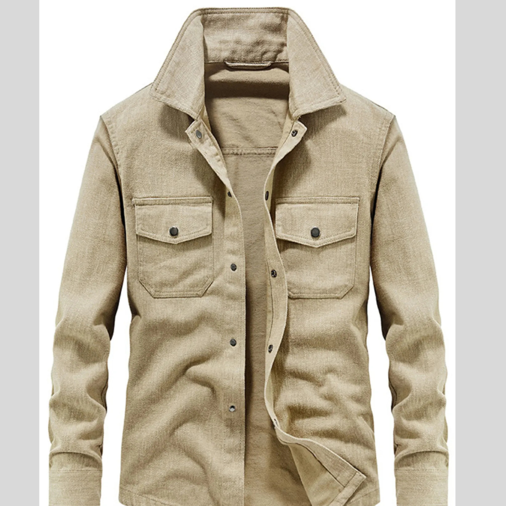 Men's Plus Size Dual Chest Pockets Shacket