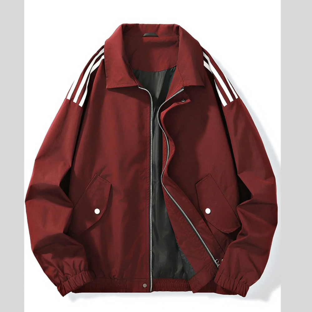 Men's Plus Size Striped Zip Up Jacket