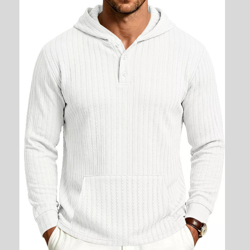 Men's Full Size Casual Kangaroo Pocket Knit Hoodie Plus Size