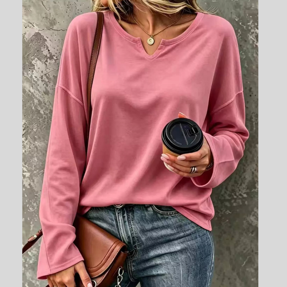 Full Size Solid Color Long Sleeve Loose T-Shirt Plus Size