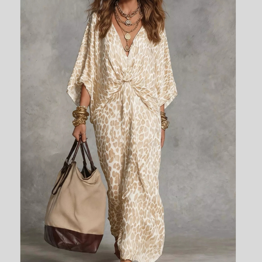 Leopard Print V-Neck Maxi Dress