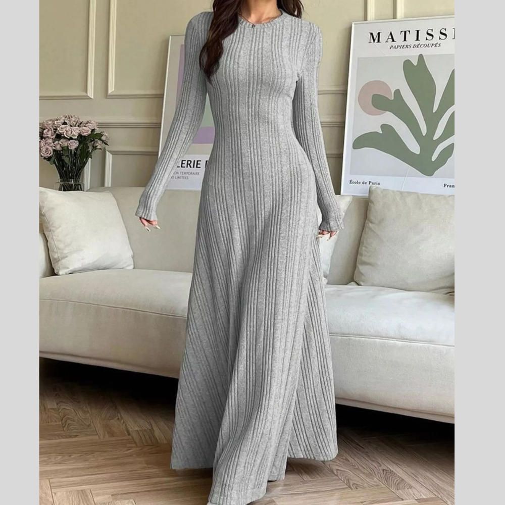 Long Sleeve Ribbed Knit Dress