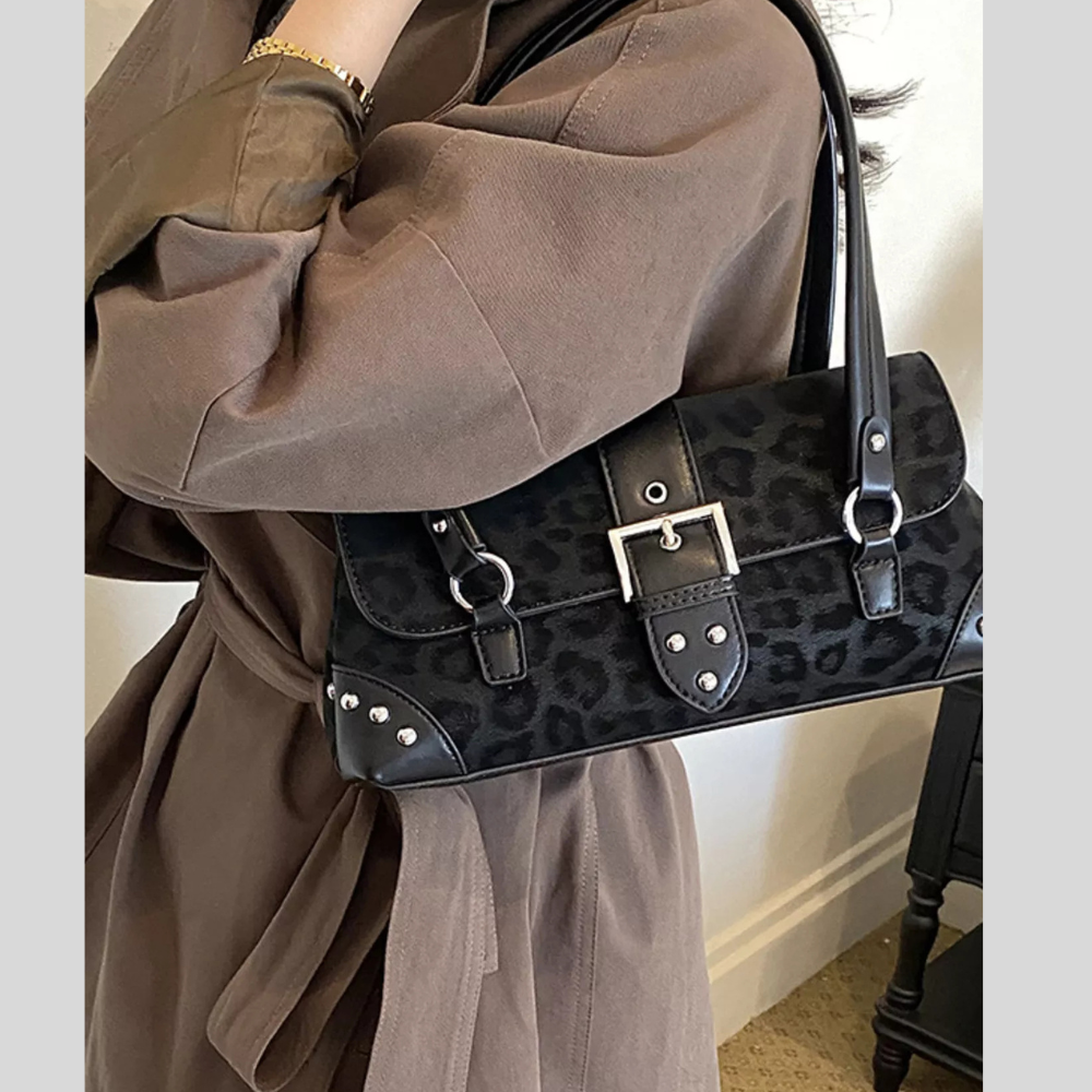 Leopard Buckle Detail Shoulder Bag