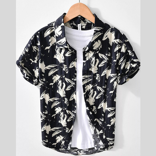 Men's Plus Size Printed Short Sleeve Casual Shirt