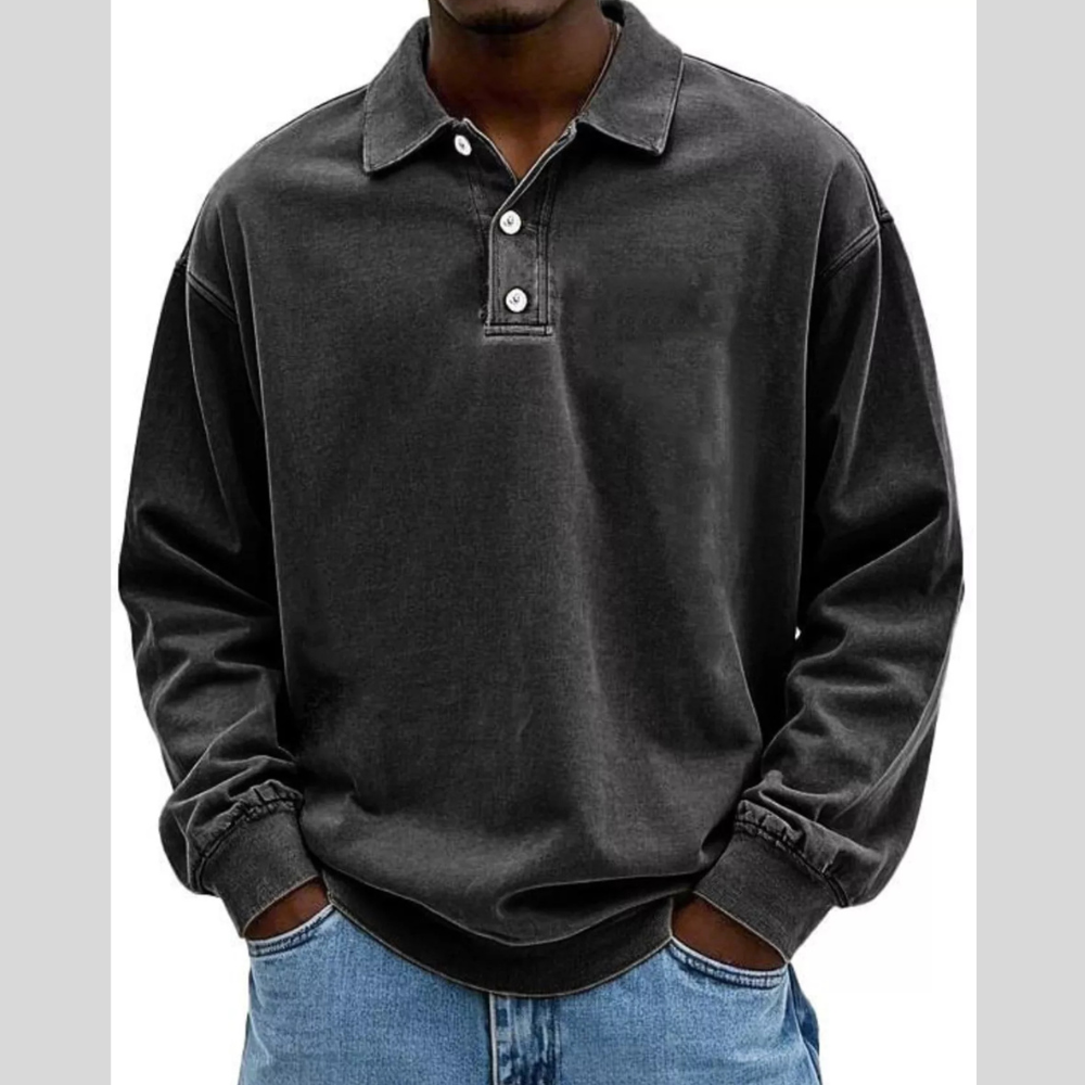 Men's Full Size Vintage Washed Long Sleeve Top Plus Size
