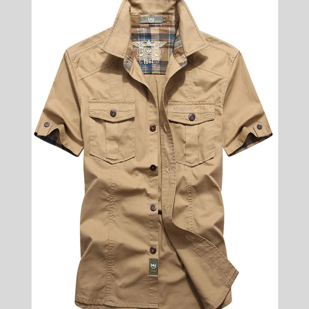 Men's Plus Size Casual Short Sleeve Cargo Shirt