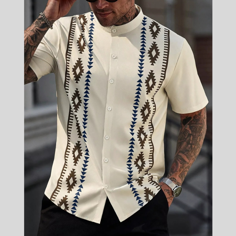 Men's Geometric Print Short Sleeve Shirt