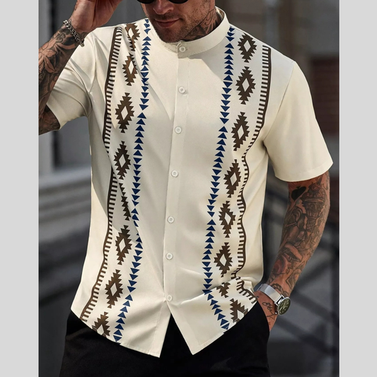 Men's Geometric Print Short Sleeve Shirt