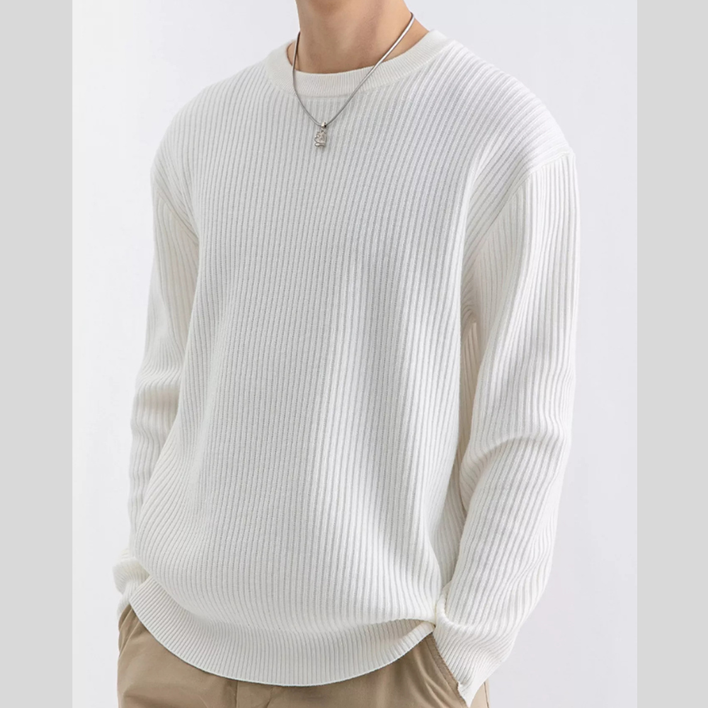 Men's Plus Size Ribbed Knit Crew Neck Sweater