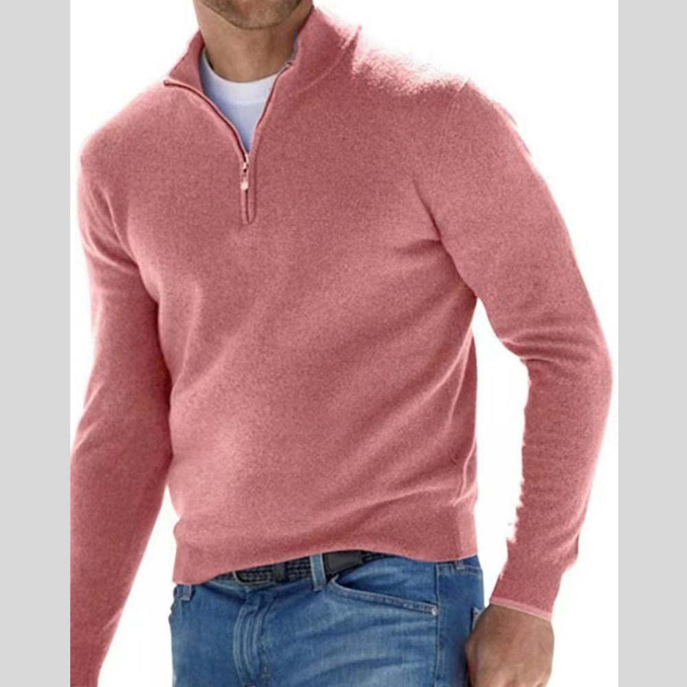 Men's Full Size Quarter-Zip Long Sleeve Sweater Plus Size