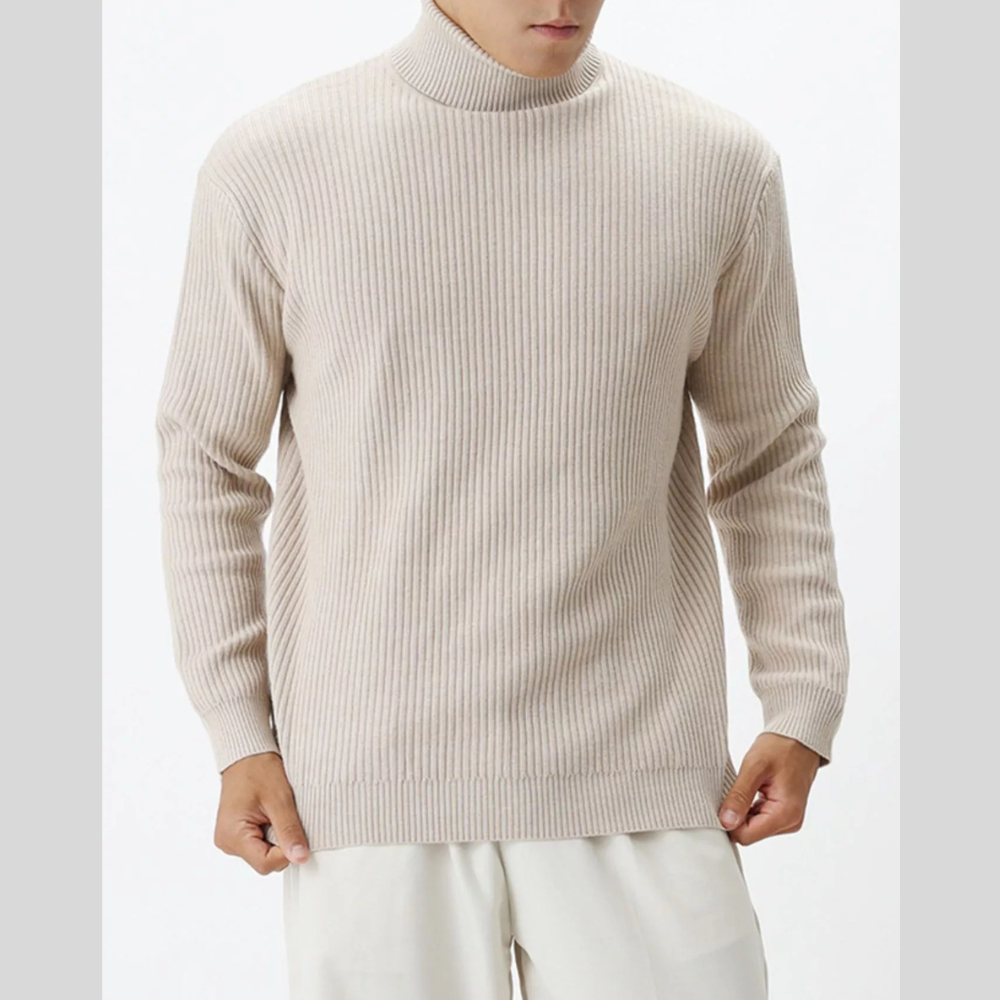 Men's Plus Size Ribbed Knit Turtleneck Sweater