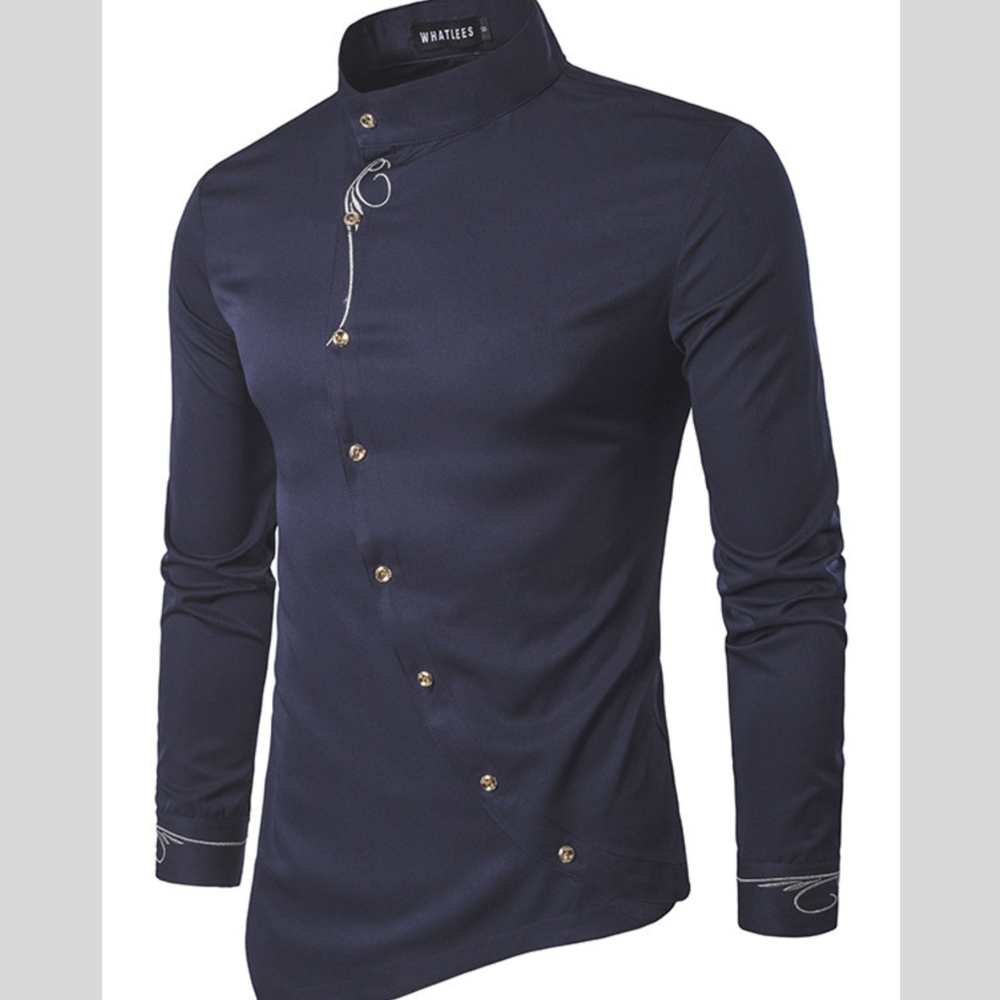 Men's Asymmetric Button-Down Slim Fit Shirt