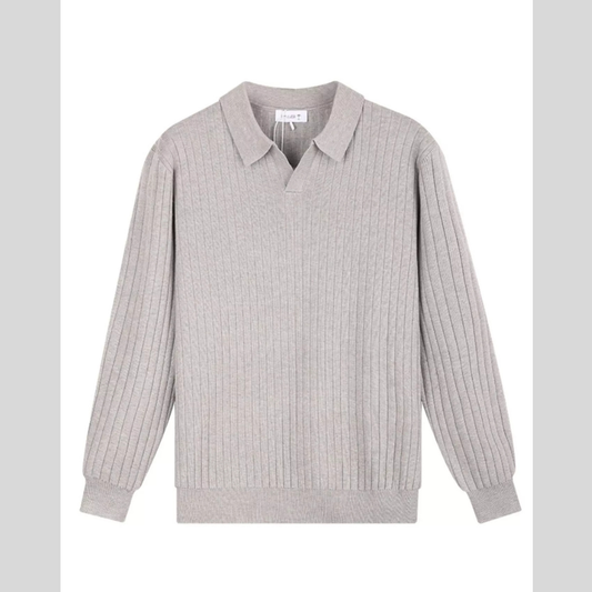 Men's Plus Size Ribbed Knit Polo Collar Sweater