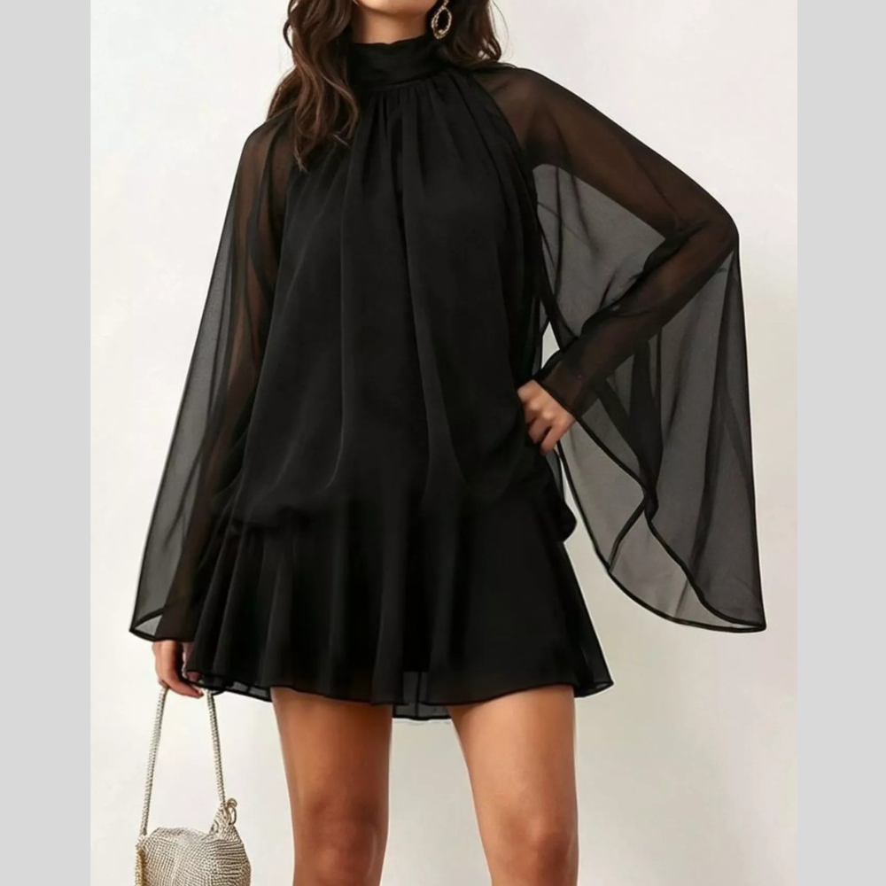 Tie Back Flare Sleeve Mini Dress