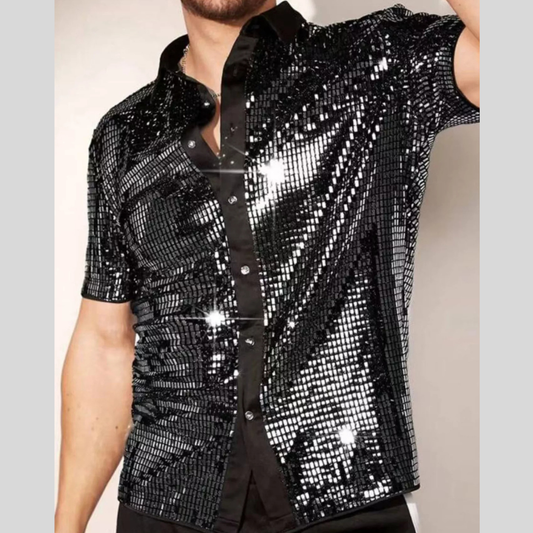 Men's Sequin Button Up Shirt
