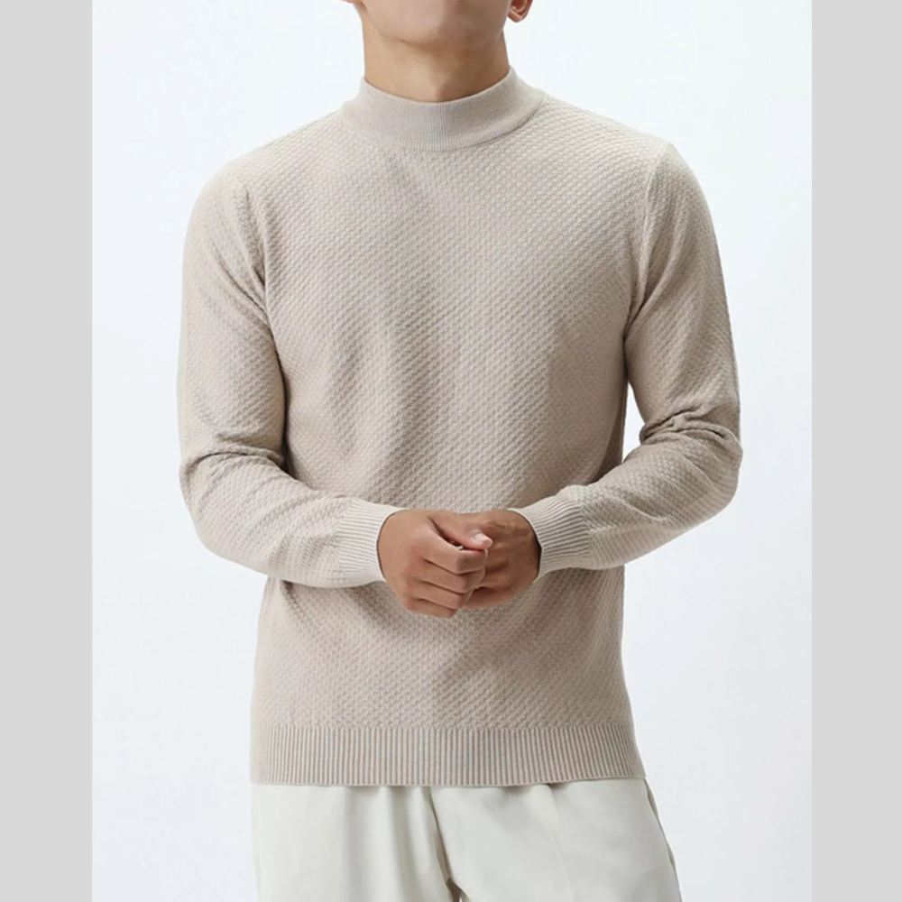 Men's Plus Size Textured Mock Neck Knit Top