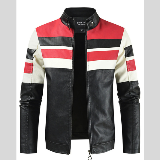 Men's Plus Size Contrast Zip Up Long Sleeve Jacket