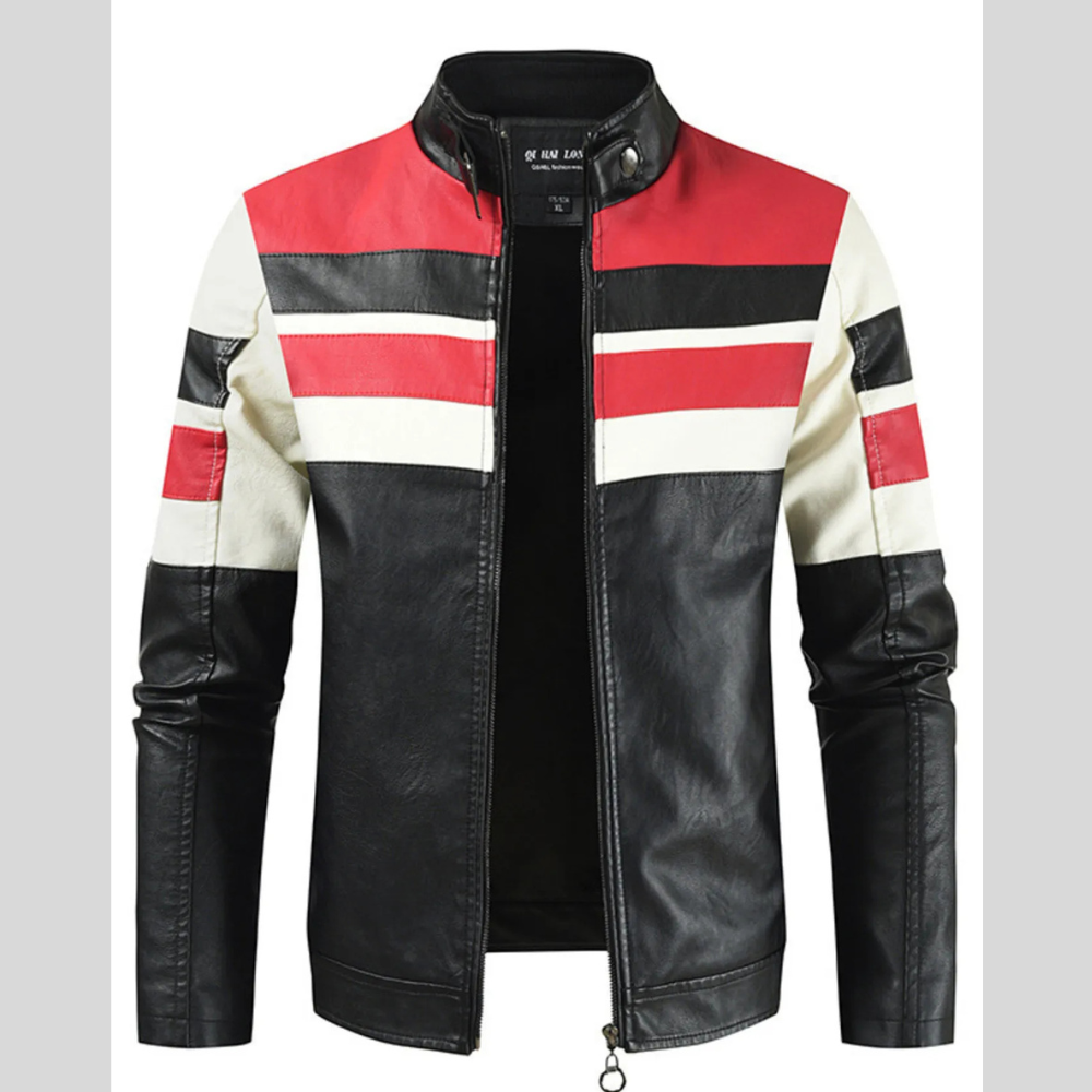 Men's Plus Size Contrast Zip Up Long Sleeve Jacket