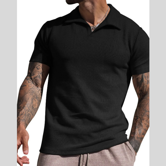 Men's Plus Size Textured Casual Short Sleeve Polo Shirt